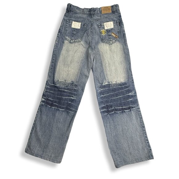 Edwin Jeans Mens 34x30 Straight Wide Distressed Streetwear‎ Underworld Logo Blue - Picture 3 of 14